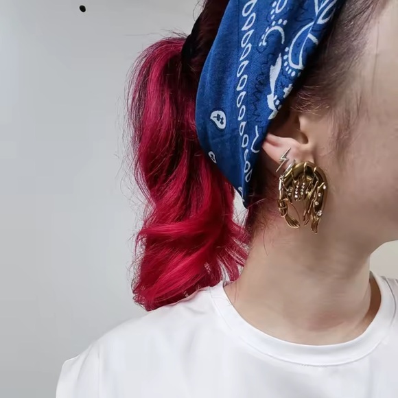 Gold Shrimp Crystal Earrings - Picture 6 of 9